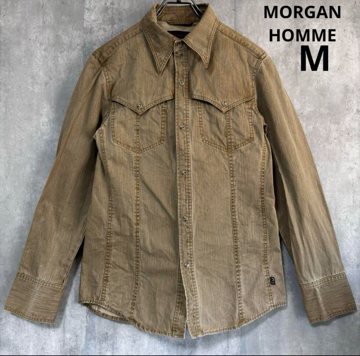 モルガンオム　MORGAN HOMME 長袖シャツ　M 硬生地_画像1