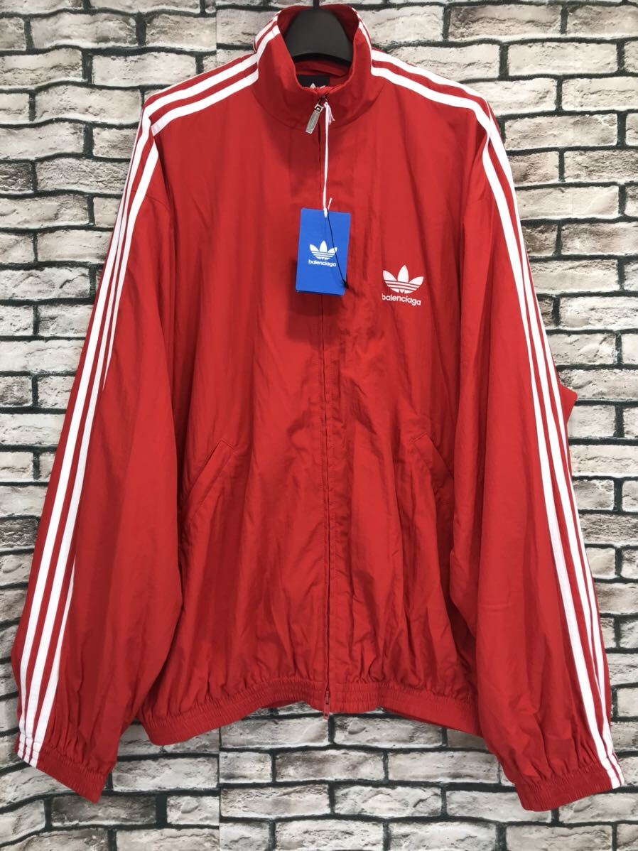 新品★BALENCIAGA×adidas バレンシアガ×アディダス★23SS 712280 TNO24 Tracksuit Jacket 3ラインナイロンポプリントラックジャケット