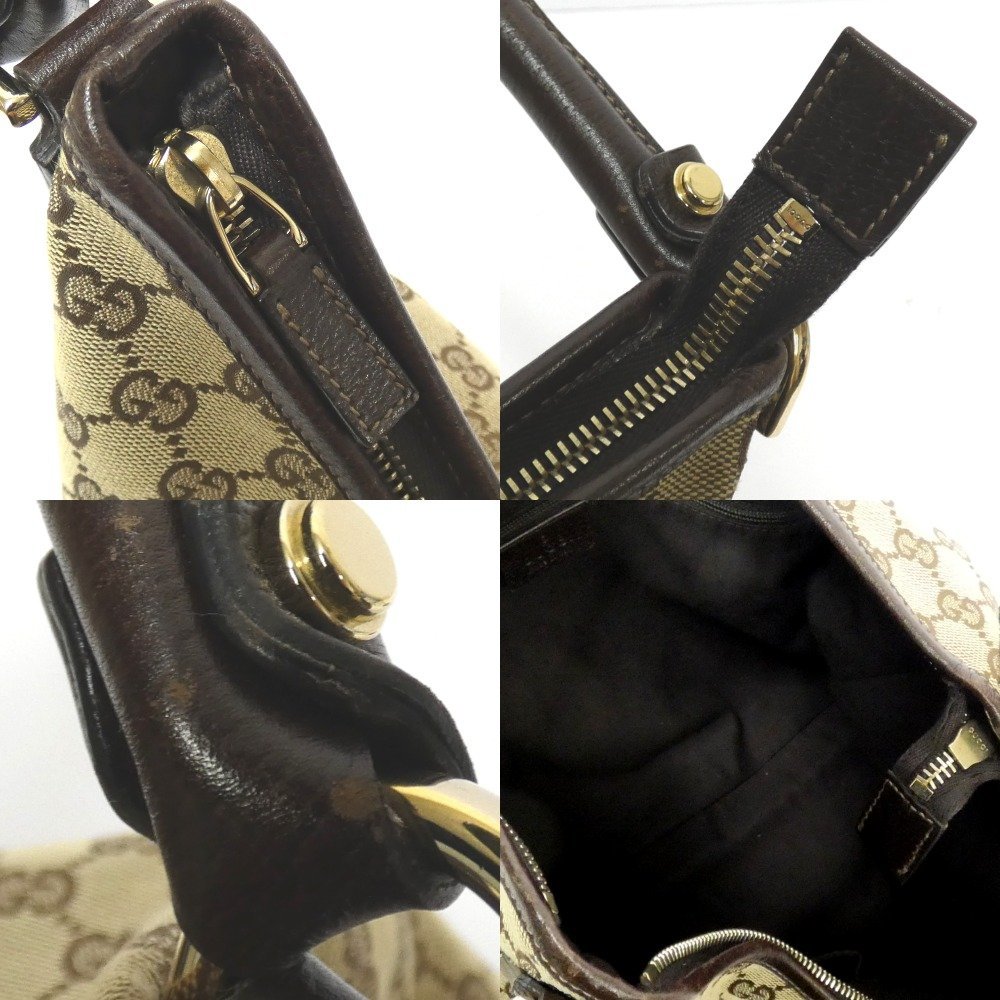 Dz786181 グッチ ショルダーバッグ セミショルダー ワンショルダー GGキャンバス 130737 001013 レディース GUCCI 中古_画像9