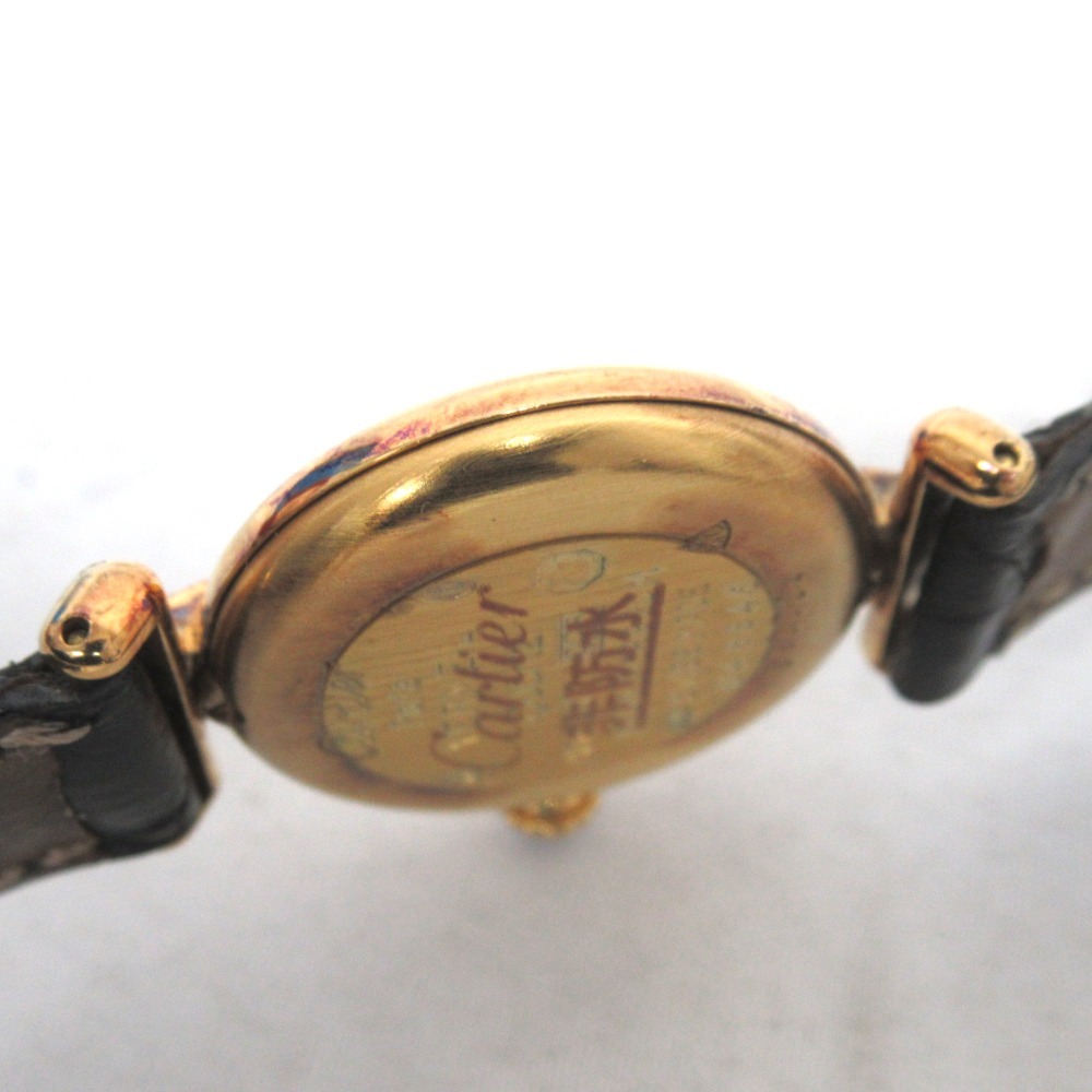 KR224014 カルティエ 腕時計 クォーツ VERMEIL ヴェルメイユ マストコリゼ 黒系文字盤 レディース CARTIER 中古_画像5