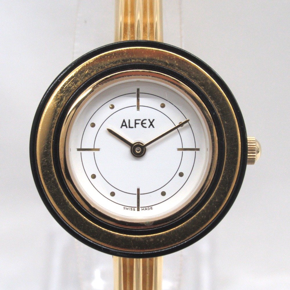 KR224015 腕時計 ALFEX クォーツ チェンジベゼル 白系文字盤 レディース ジャンク品の画像1