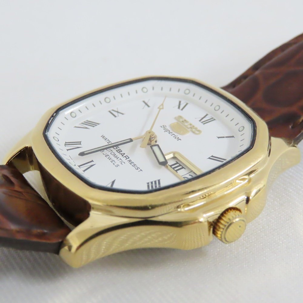 Ts528151 セイコー 腕時計 7S36-5010 SS 革ベルト ホワイト文字盤 メンズ SEIKO 中古_画像5
