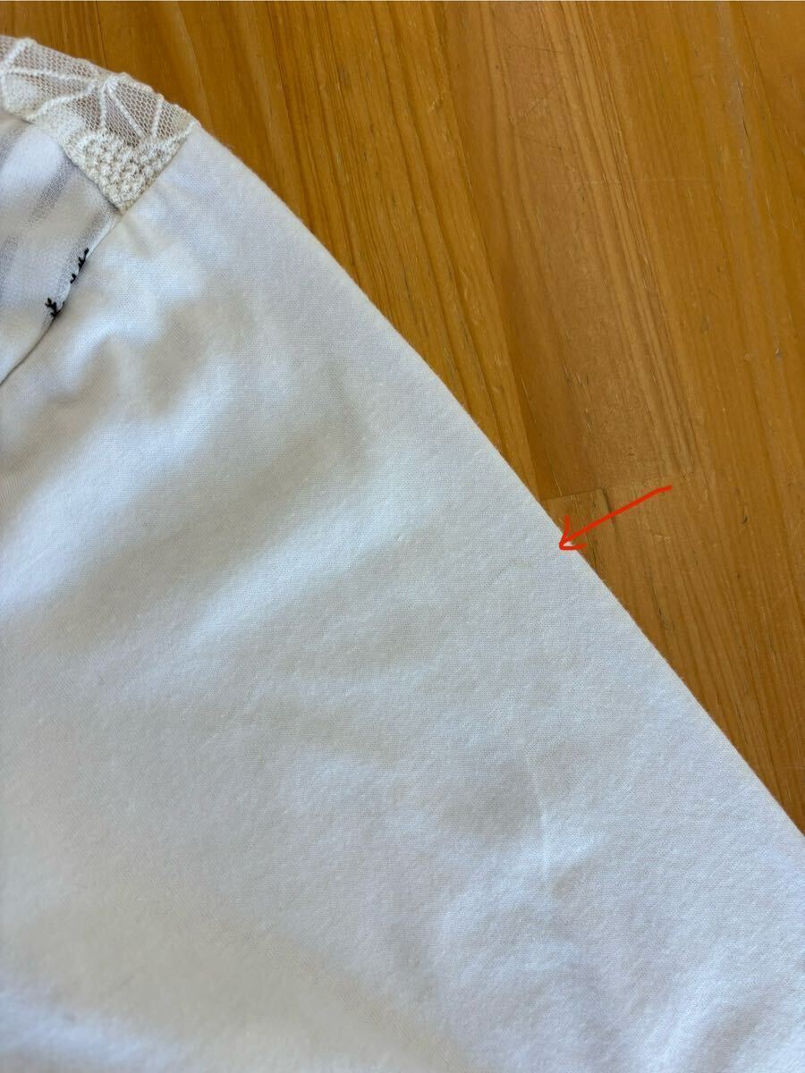 ScoLar スカラー 不思議の国のアリスモチーフコットンカーディガン 綿混切替レースブラウストップス フィッシュテールカットソー 白色系 M_よく見ると薄いよごれがあります。