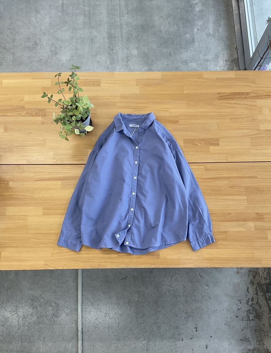 美品 niko and... ニコアンド オーバーサイズコットンワイドシャツ 綿100%カジュアルジャケット 長袖トップス きれい色羽織 ブルー青色系 M_こちらの画像が実物に近いお色です