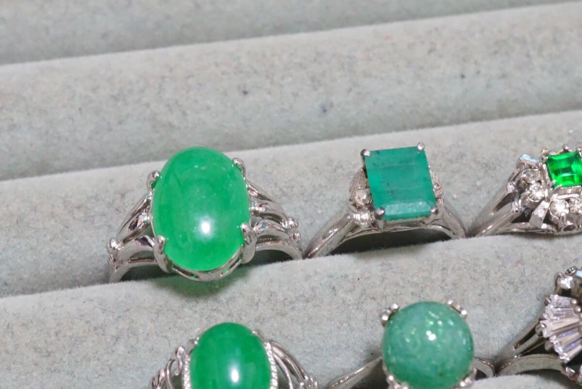 B1012 緑石 天然石系 リング 指輪 カラーストーン ヴィンテージ アクセサリー 大量 セット まとめて おまとめ まとめ売り 色石_画像2