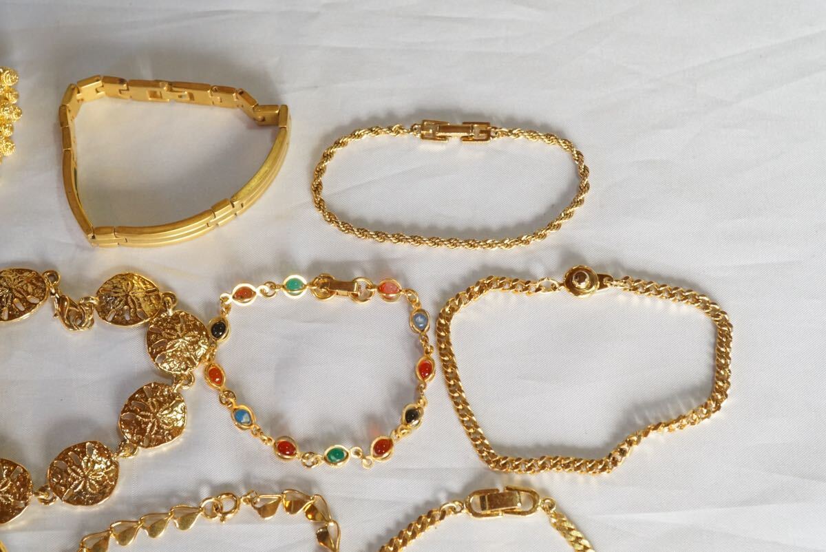 B1552 abroad made contains Gold color bracele bangle 10 point set Vintage accessory large amount together . summarize set sale 