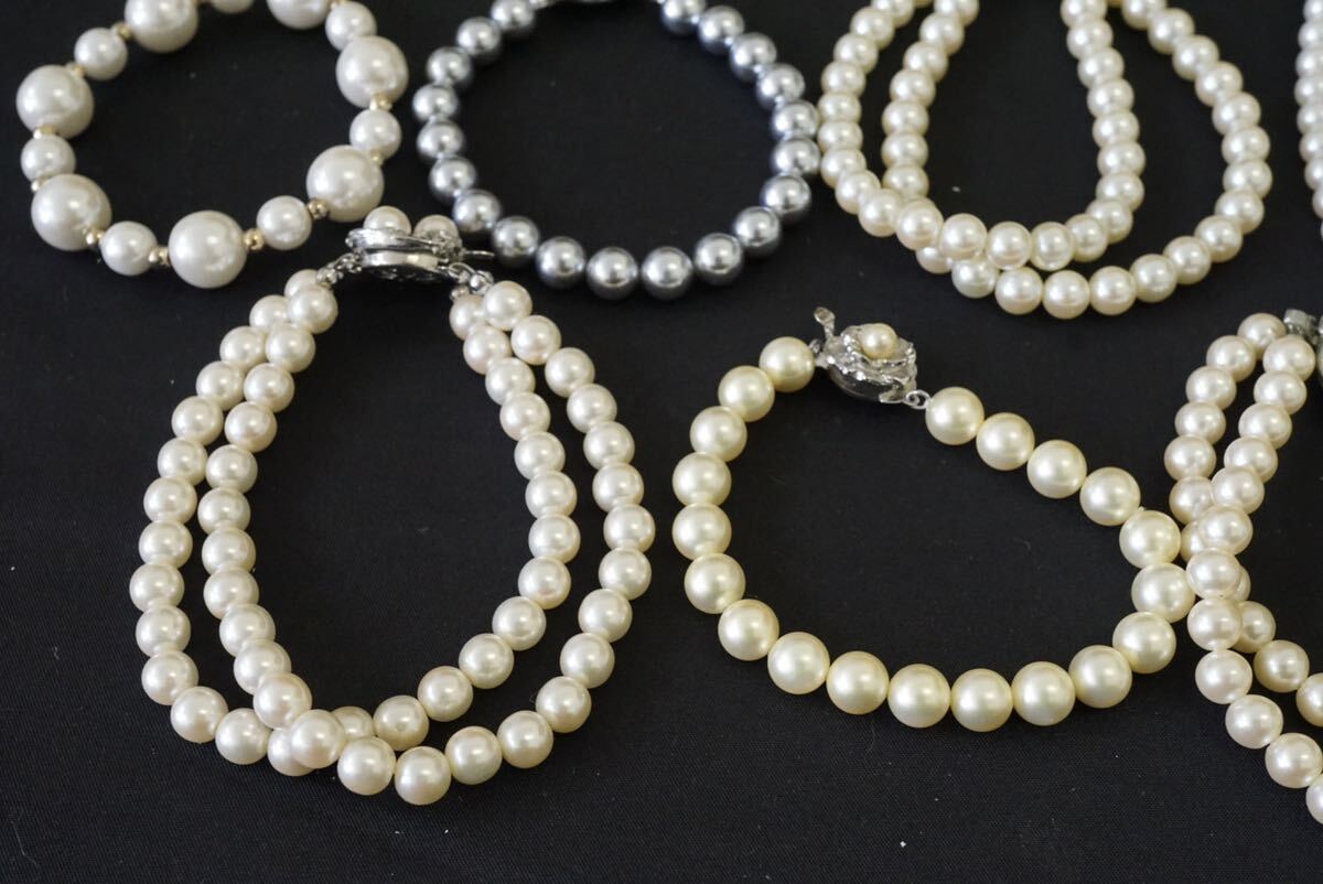 C1030 pearl manner bracele Vintage accessory 11 point set large amount together . summarize set sale bangle antique 