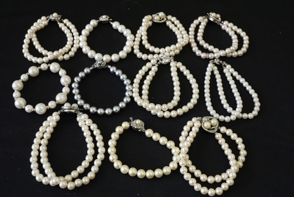 C1030 pearl manner bracele Vintage accessory 11 point set large amount together . summarize set sale bangle antique 