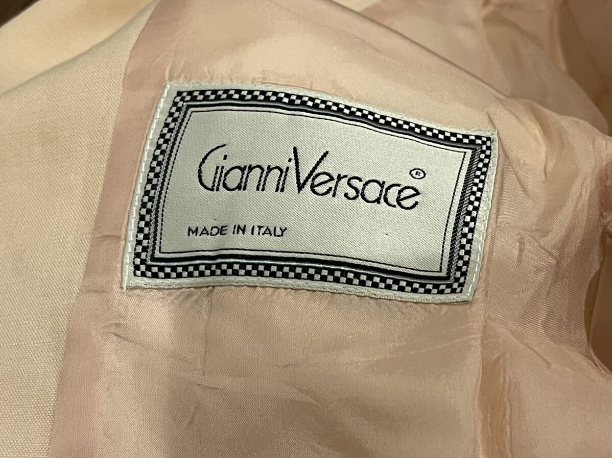 1円スタート Gianni Versace ジャンニヴェルサーチ セットアップ サイズ38 リネン スーツ ピンク スカート イタリア製 ヴェルサーチ_画像4