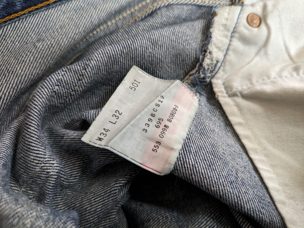 雰囲気系 Levi's リーバイス 501 USA製 1998年製造 ボタン裏刻印553 W34 デニムパンツ ジーンズ 即決_画像4