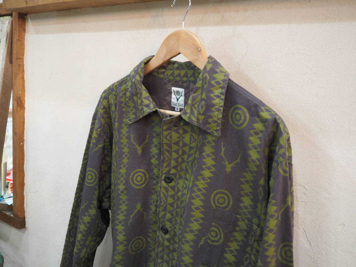 ◆SOUTH2 WEST8 Hunting Shirt カーキ 総柄 Mサイズ ハンティングシャツ アウトドア サファリ◆_画像5