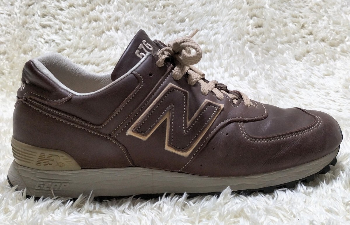 【良品★】サイズUK7ハーフ New Balance LM576NB オールレザースニーカー/茶◆イングランド製☆ニューバランス (2)_画像5