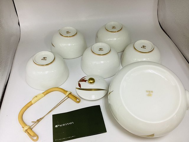 ★1円スタート!! 香蘭社　茶器セット　金彩　急須　湯呑み　５客セット　本体美品　管理N25301末_画像5