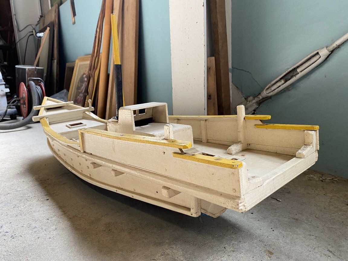 大きな木製 漁船 模型 全長115cm 船舶模型▼現状ジャンク品の画像3