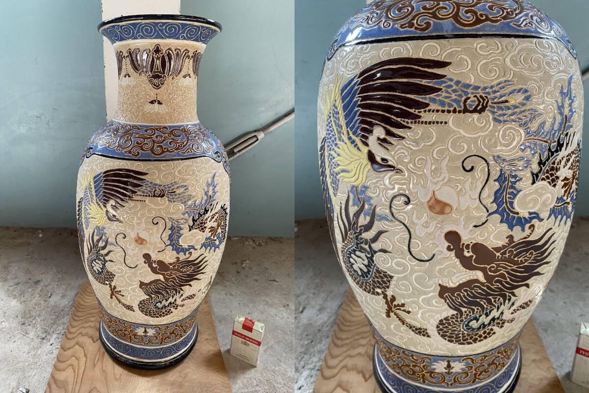 Yahoo!オークション - 鳳凰と龍 大きな花瓶58cm/フラワーベース Yahoo!オークション - 鳳凰と龍 大きな花瓶58cm/フラワーベース