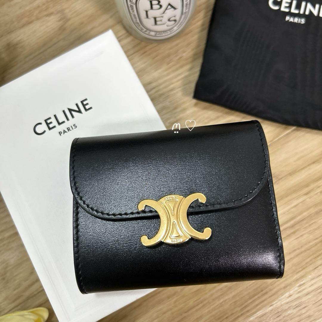 送料無料　CELINE　セリーヌ　スモールウォレット　トリオンフ　三つ折り財布　ブラック　現行販売品_画像2