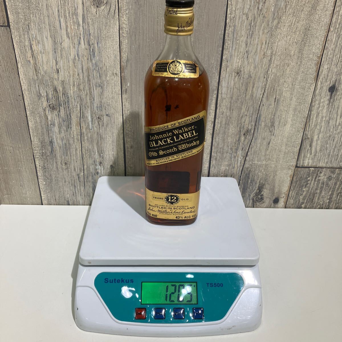 古酒 金キャップ JOHNNIE WALKER ジョニーウォーカー ブラックラベル 12年 総重量1204g スコッチ ウイスキー の画像6