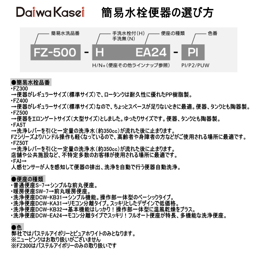 ダイワ化成 簡易水洗便器 FZ300-N07-PI 標準便座付 手洗い無トイレの画像7