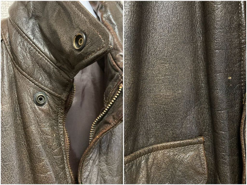 70's 80's ヴィンテージ L.L.BEAN A-2 TYPE LEATHER JACKET エルエルビーン フライトジャケット レザーフライトジャケット 36 USA製_画像9