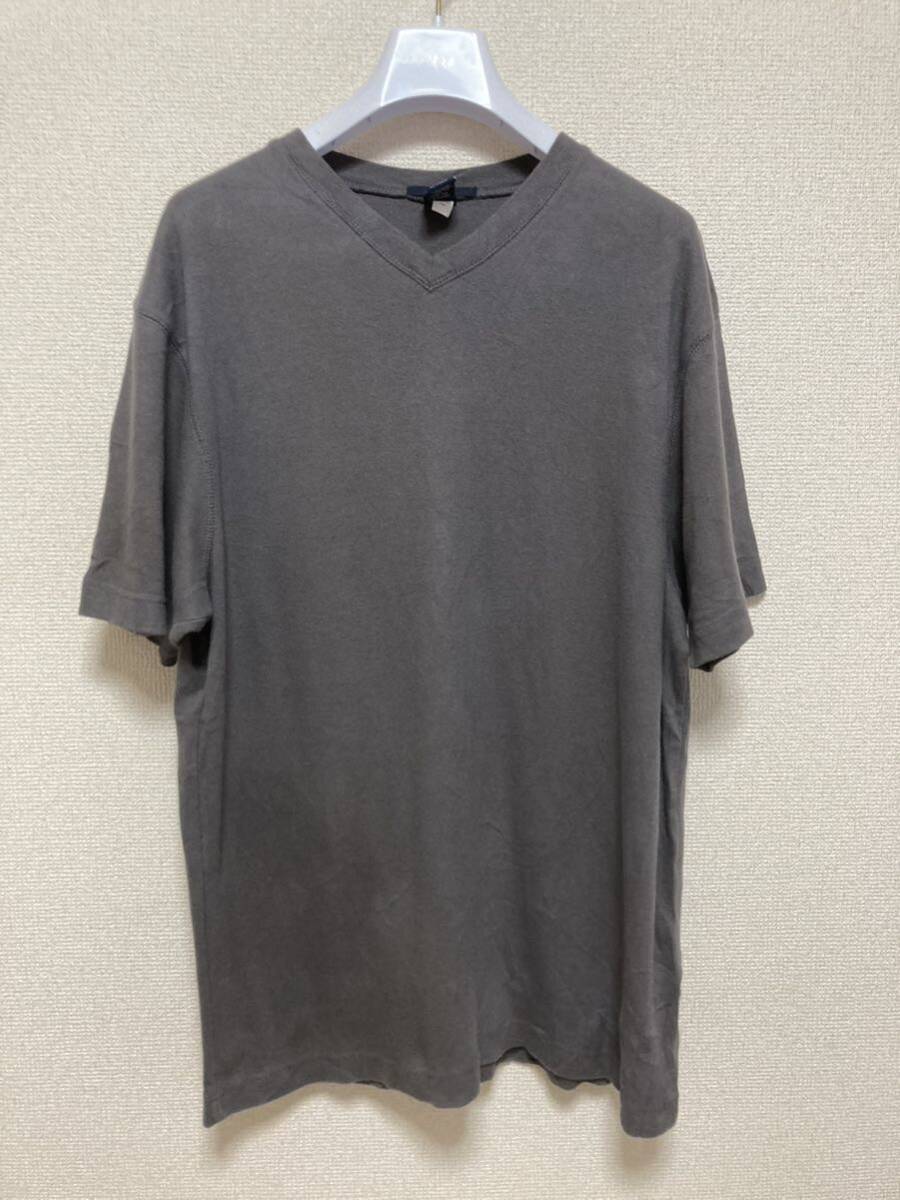 90's USAヴィンテージ OLD GAP オールドギャップ Tシャツ 半袖Tシャツ Vネック カットソー コットンニット グレー XL 無地_画像1