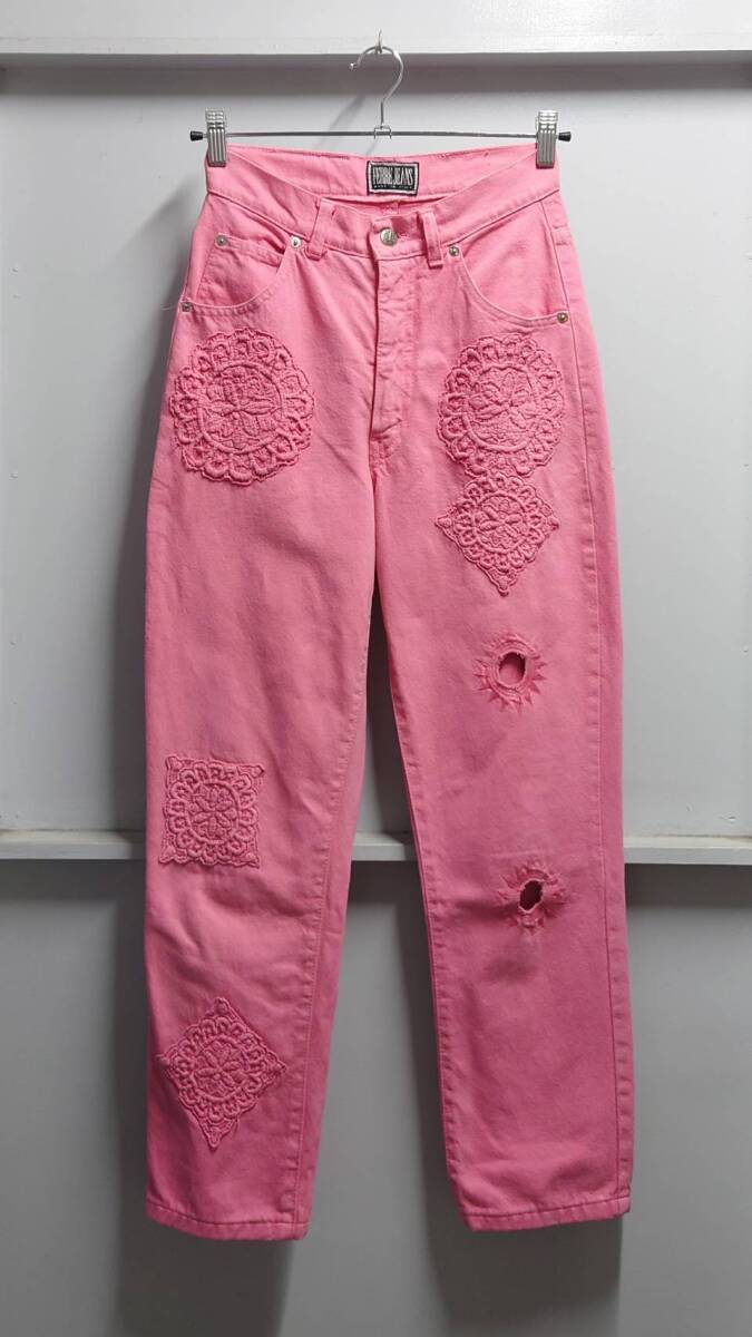 90’s FERRE JEANS イタリア製 デザイン カラーデニム パンツ ピンク サイズ29
