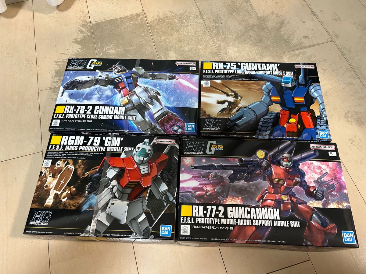 ガンプラ 未組立 HGUC1/144 ガンダム　 ガンキャノン　 ガンタンク　ジム　地球連邦軍4点セット