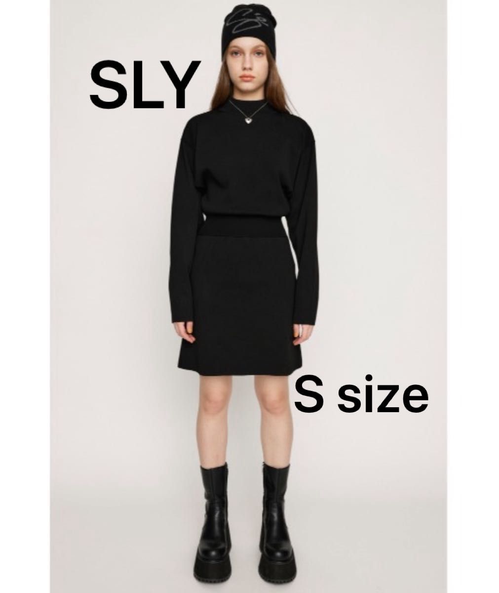 SLY WAIST RIB POLY ウエスト リブ ポーリー ショート ワンピース ミニワンピ スライ ニットワンピース