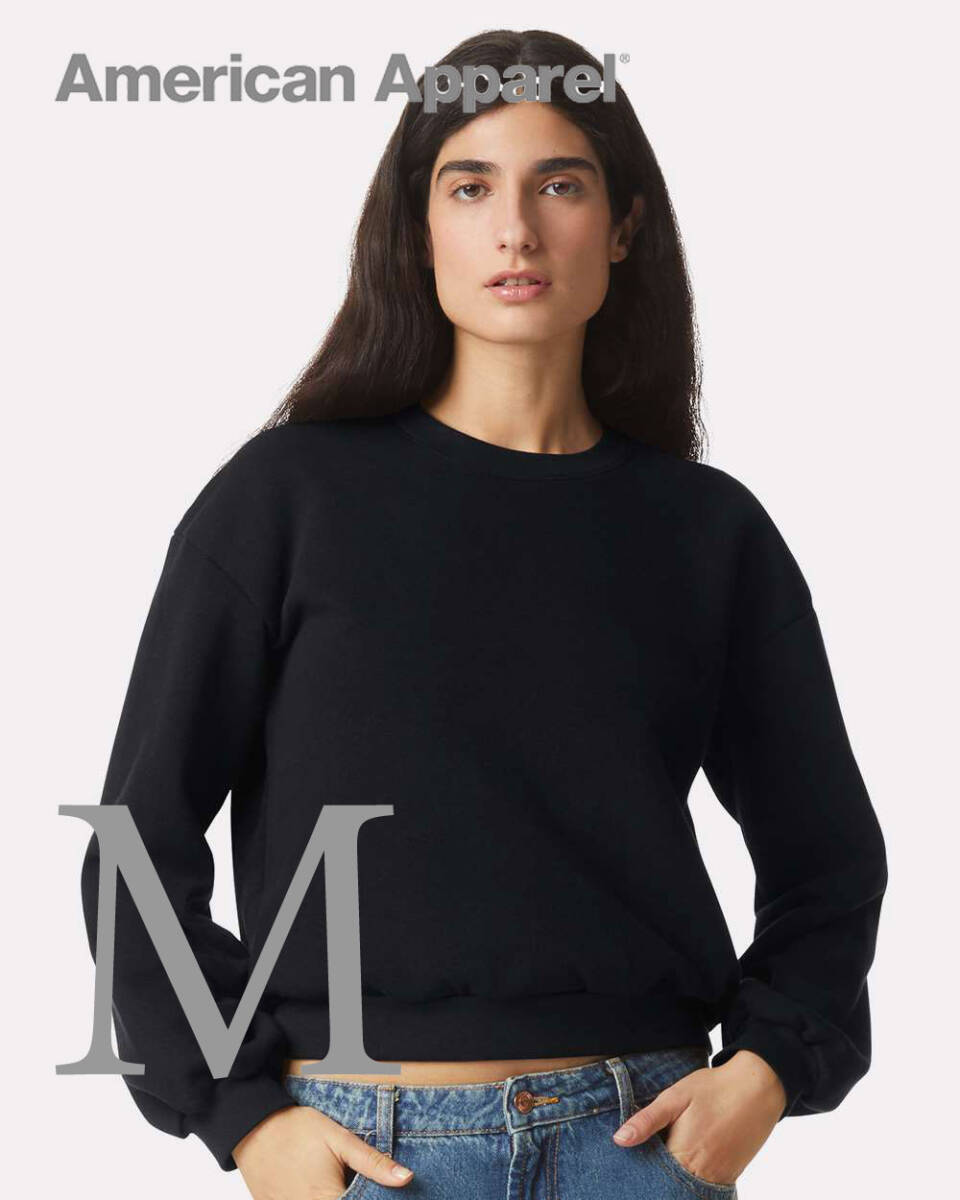 新商品　アメリカンアパレル　ブラック　M　レディース　スウェット　トレーナー　ReFlex Fleece Crewneck Sweatshirt AmericanApparel