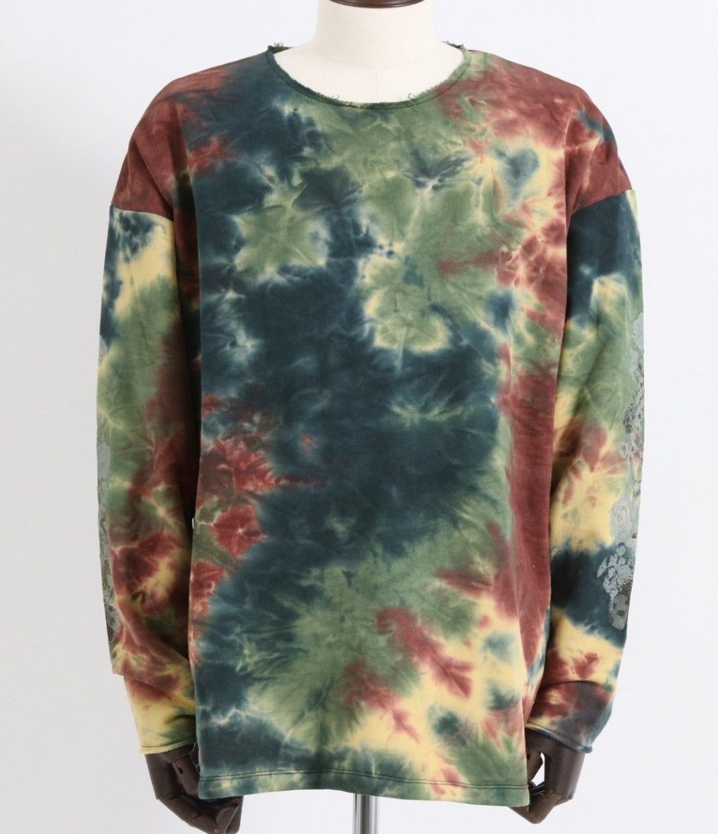 GLIMCLAP グリムクラップ Tie dye & botanical print sweatshirts L ネイビー　美品！