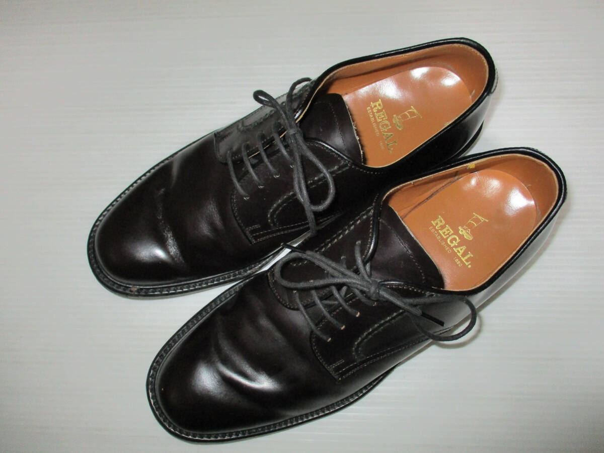 リーガル　REGAL　　プレーントゥ　レザーシューズ　革靴　ダークブラウン　　２５1/2EE　　　　（３E　ハ_画像3