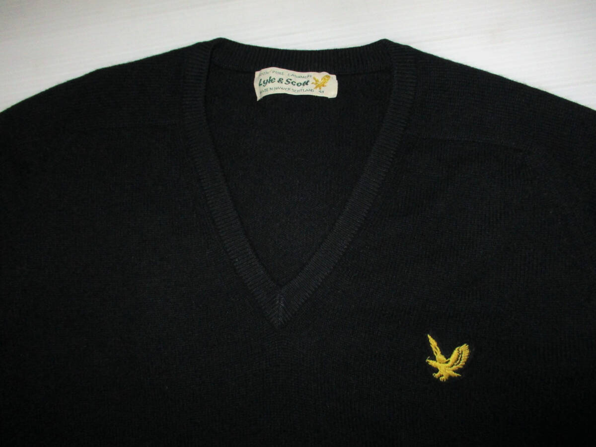 スコットランド製 ★Lyle&Scott 　ライル&スコット　 Vネック　カシミヤ100％　ニットセーター 　黒　サイズ40　　　（３F　オケ_画像3