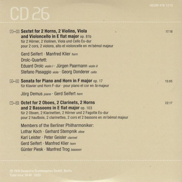 [CD/Dg]ベートーヴェン:八重奏曲変ホ長調Op.103他/L.コッホ(ob)&G.シュテルンプニク(ob)&K.ライスター(cl)&P.ガイスラー(cl)他 1969_画像2