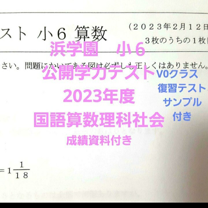 浜学園　小６　2023年度 　公開学力テスト　国語算数理科社会　一年分　未記入　最新版_画像1