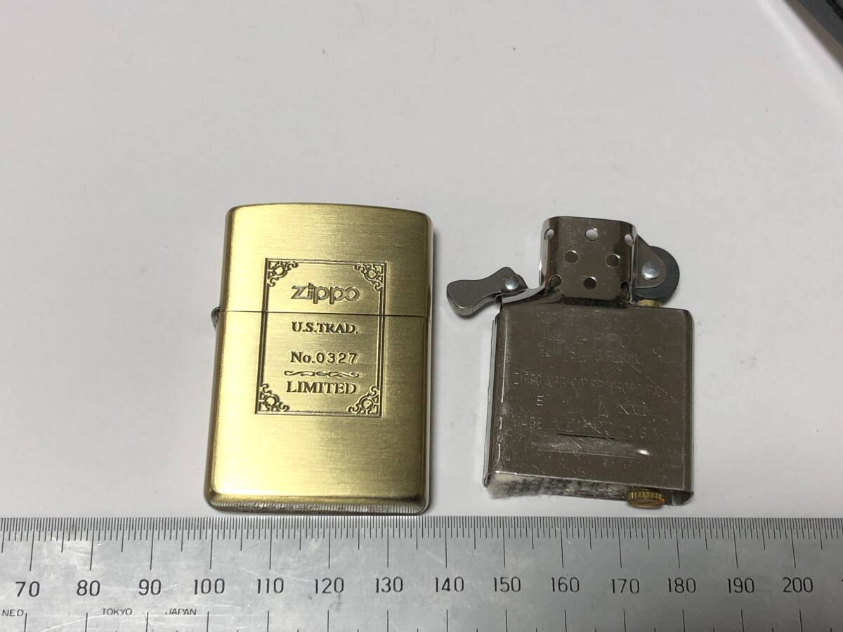 未使用 ケース付き ZIPPO ジッポー ソリッドブラス U.S.TRAD シリアルナンバー有 2000年製 アメリカ USA オイルライター MADE IN USA