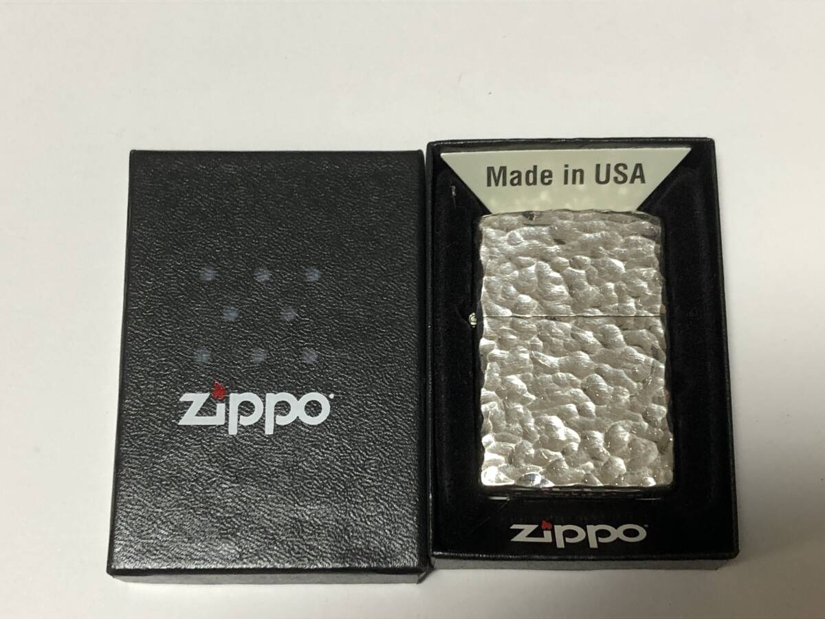 ケース付き ZIPPO ジッポー ハンマートーン　シルバー　 2022年製 オイルライター_画像1