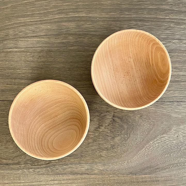 木製 お椀 2個セット スープボール ブナ 平底 ウッドボウル 皿 汁椀 天然木