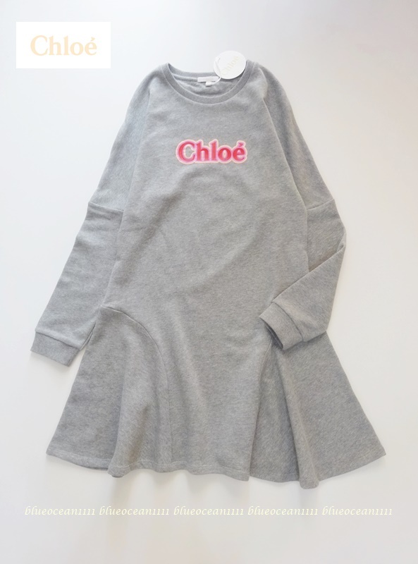 大人もOK！2,5万円 国内未発売【CHLOE クロエジュニア】裏毛スウェット切替ワンピース チュニック トレーナー14A 160-150cmTシャツスカート_画像4