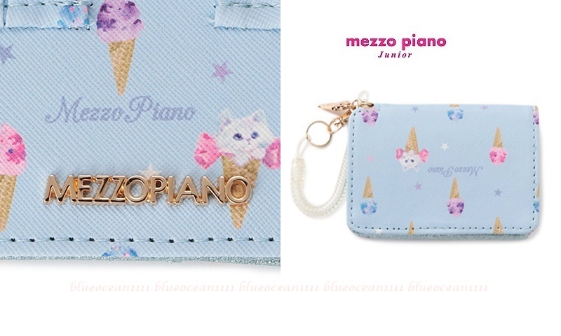  new goods change purse . attaching [ Mezzo Piano Junior ] cat ear attaching ice cream pattern pass case IC card inserting ticket holder . purse 130 140 150 160cm T-shirt 