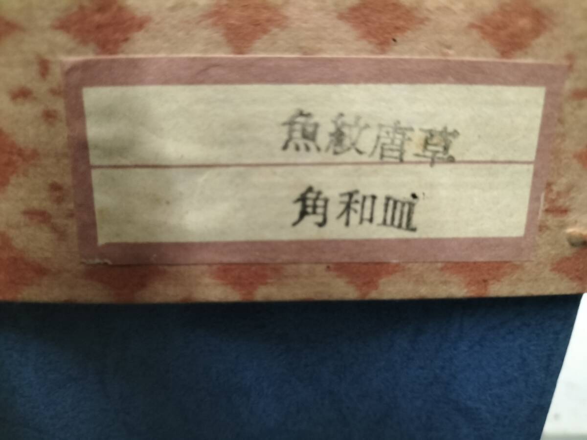 コレクション　昭和　レトロ　アンティーク　料理皿　陶器　魚紋唐草　角和皿　5枚　まとめて　未使用_画像4