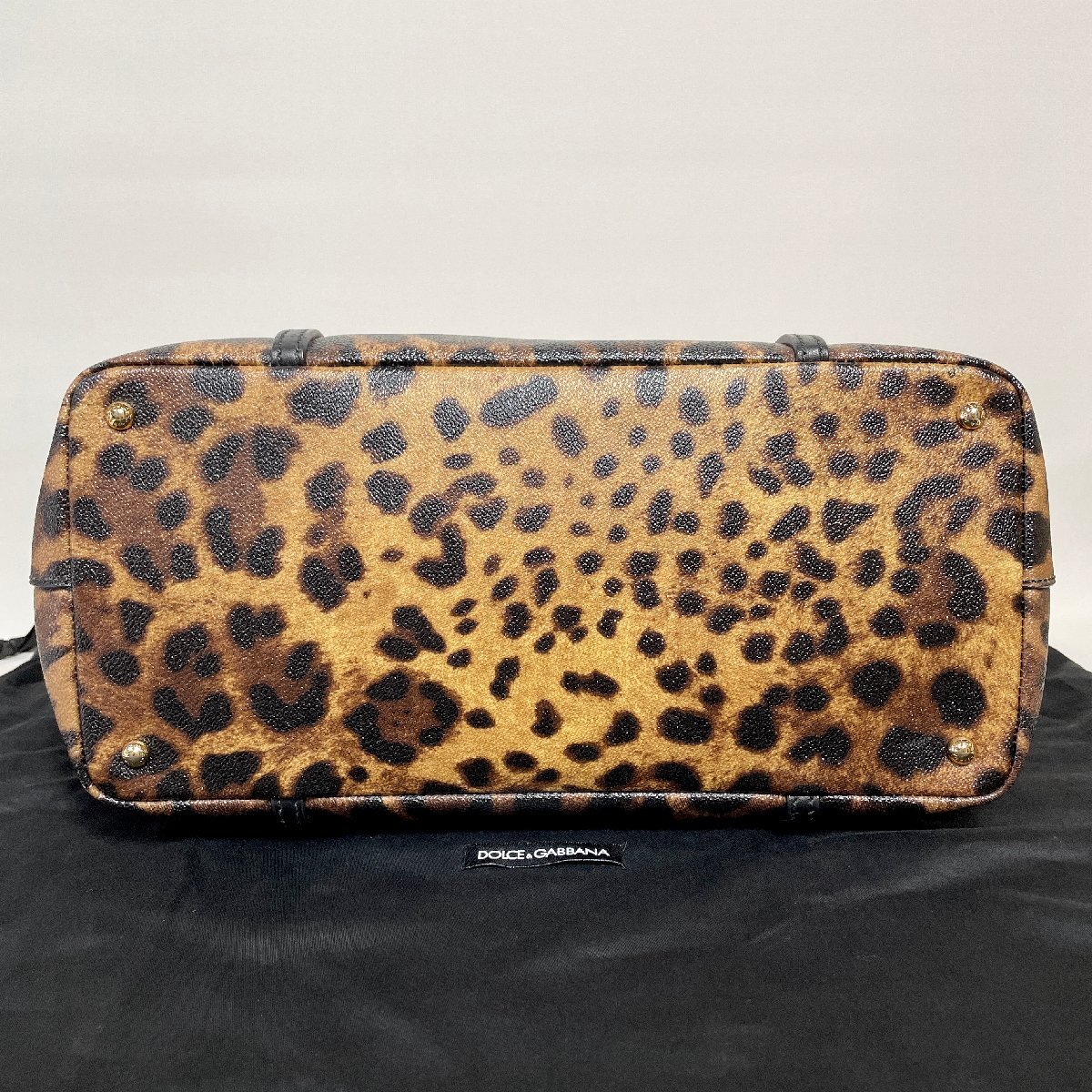 2403-102-2｜美品｜DOLCE&GABBANA ドルチェアンドガッバーナ ドルガバ トートバッグ PVC レザー ブラック レオパード 付属品ありの画像5