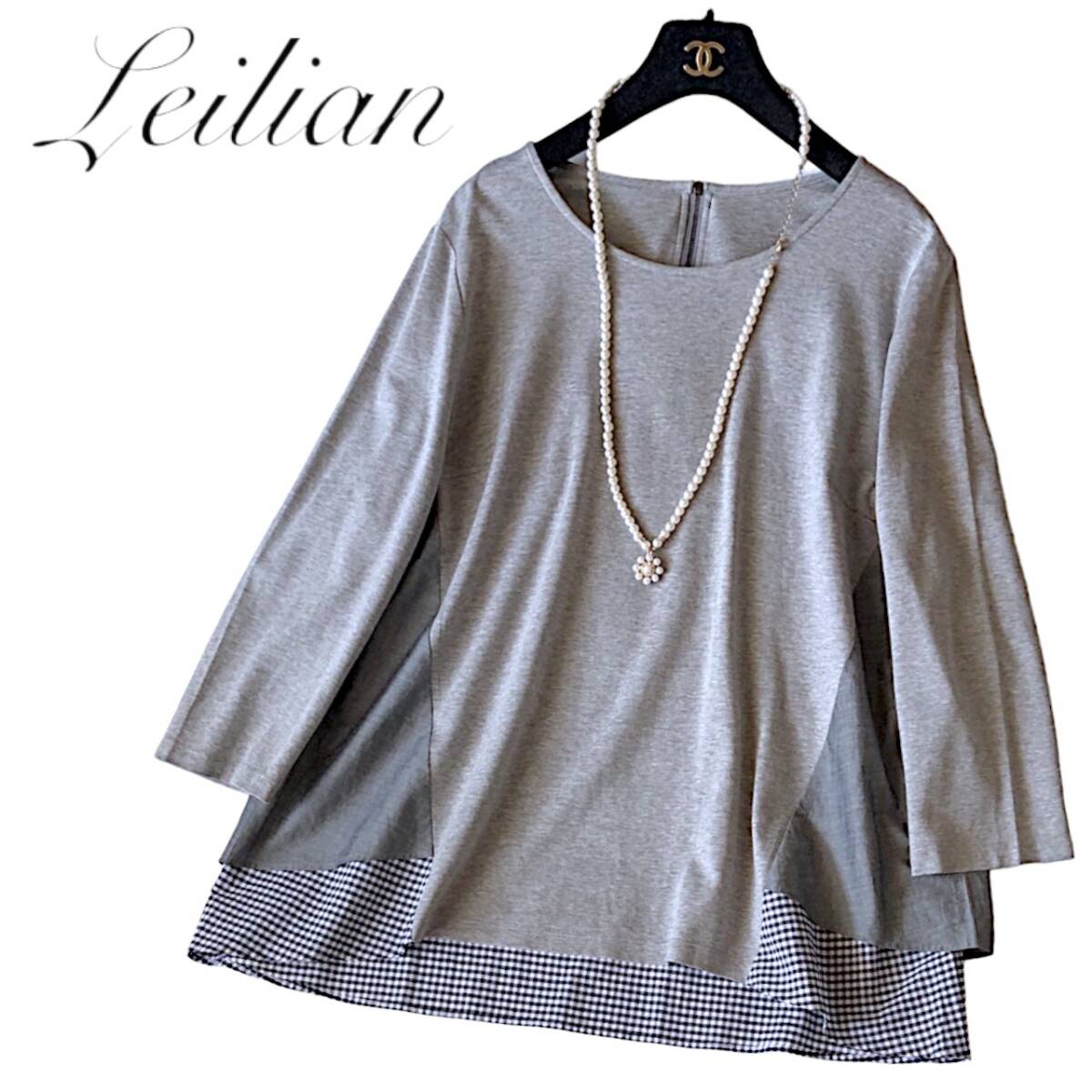 C20◆極美品 レリアン Leilian プラスハウス 大きいサイズ 13+ XL ゆったり チュニック ワンピース 身幅54.5cm スタイルカバー 春に最適☆_画像2