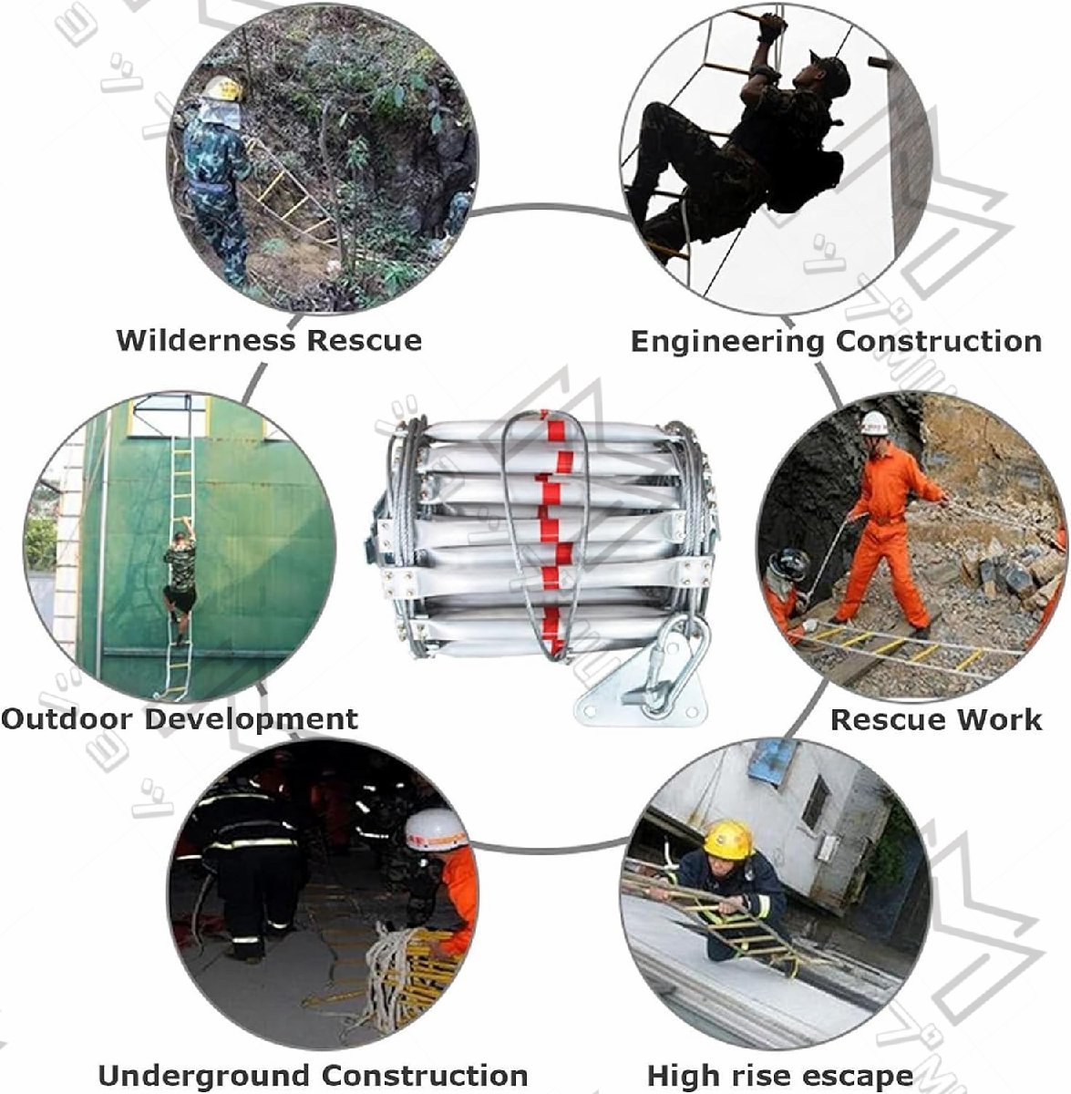 8M 火災避難はしご 窓はしご火災避難 2-6 階建ての家 屋外緊急火災避難はしごロープ アルミ避難緊急登山ポータブル_画像3