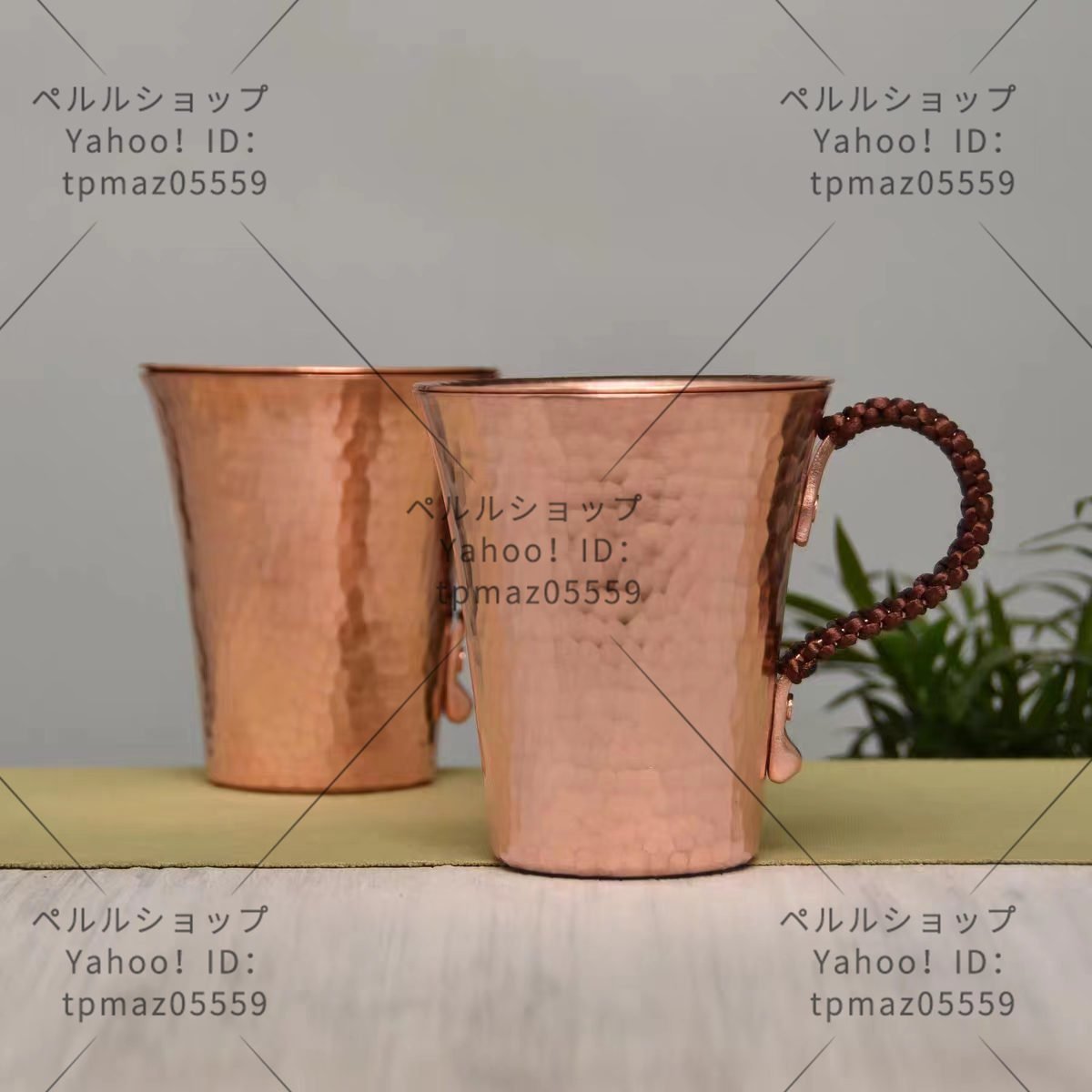 純銅製 マグカップ ビールグラス ふた付きの手で厚くしたハンマーカップ 銅の水カップ 350ml_画像1