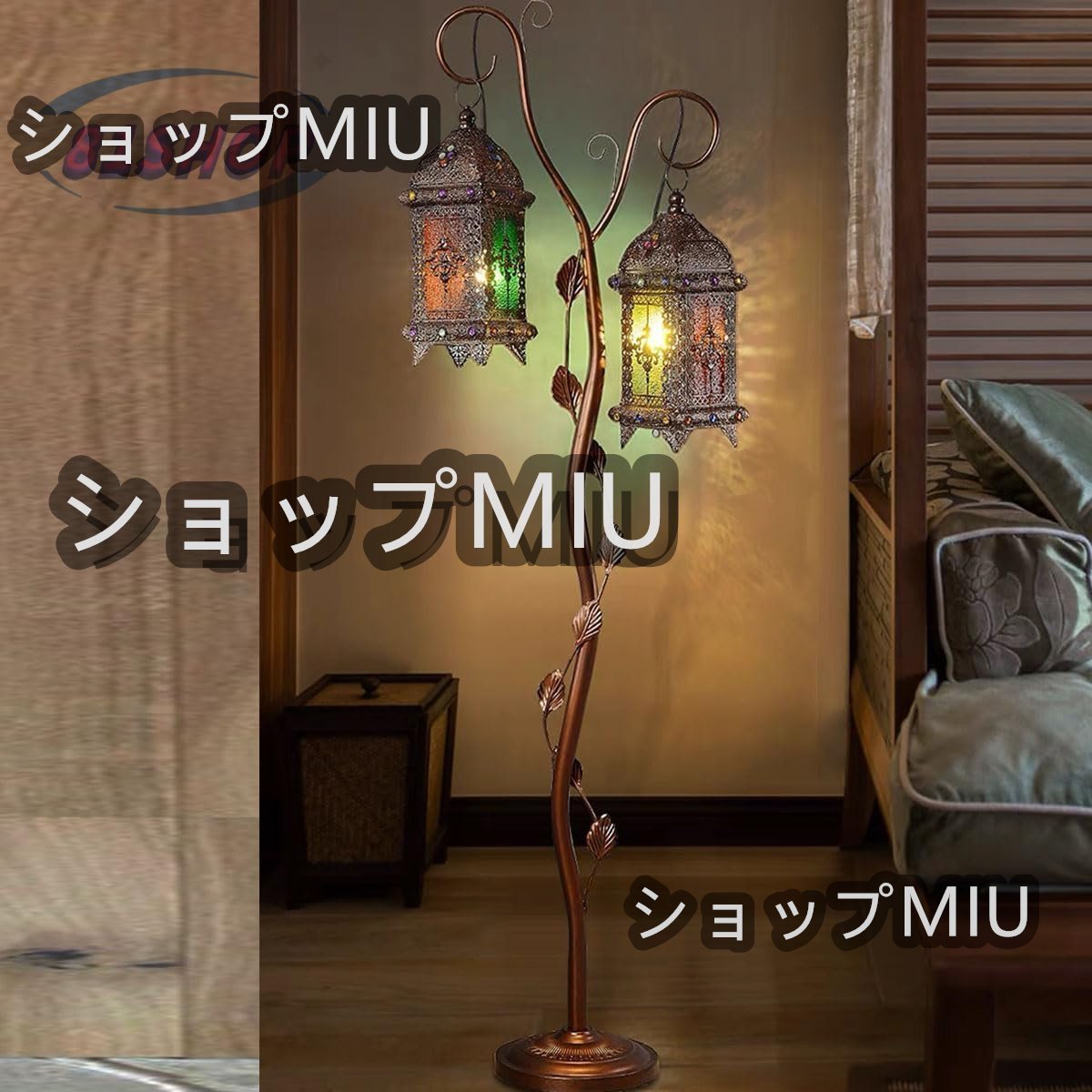 ゴシック式ランタンのフロアランプ 中世ヨーロッパ金属細工風 ゴシック式ランタンのフロアランプ 中世ヨーロッパ金属細工風
