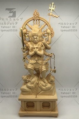 総檜材 木彫仏像 仏教美術 精密細工 切金 仏師で仕上げ品　 降三世明王像 高さ35cm_画像1