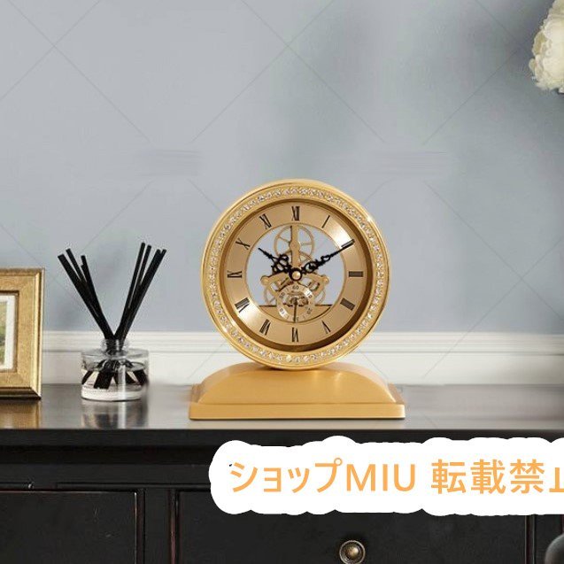 極美品●置き時計 おしゃれ アンティーク調 黄銅 現代 機械_画像2