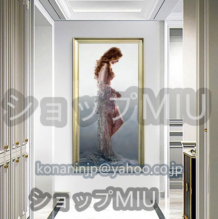 人気新品◆ 美術品☆ 官能美女 人物画 超セクシー美人画 油彩 絵画 寝室 装飾品 額縁付き 40cm*70cm_画像2