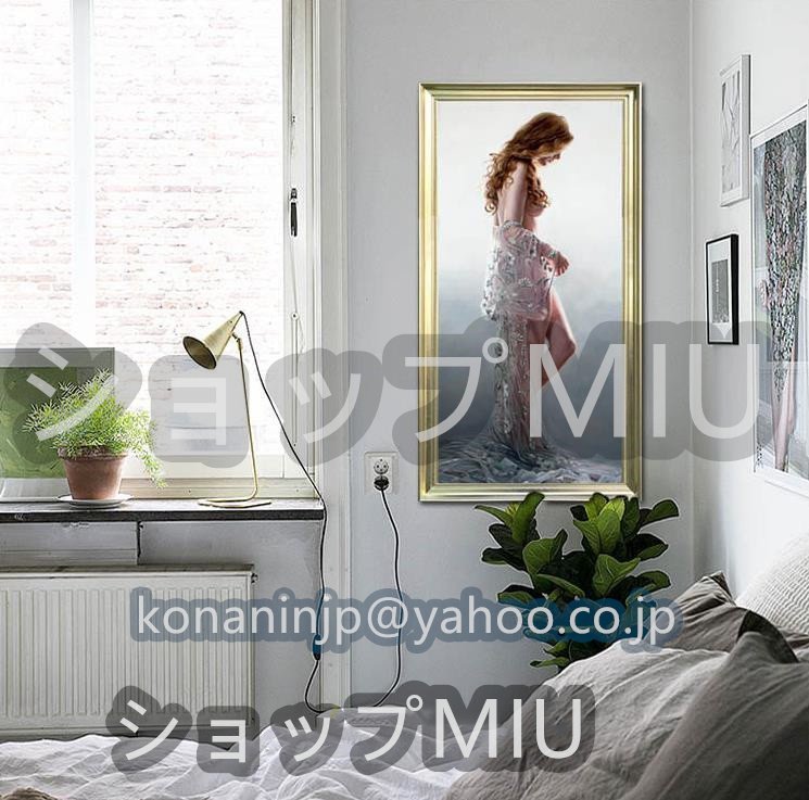 人気新品◆ 美術品☆ 官能美女 人物画 超セクシー美人画 油彩 絵画 寝室 装飾品 額縁付き 40cm*70cm_画像4