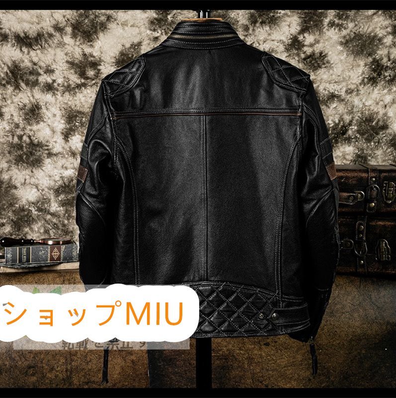 特価★入手困難★最上級牛革 オートバイ M~5XL ブルゾン 本革 レザージャケット ライダース バイクウエア メンズ 革ジャン ハーレー_画像3