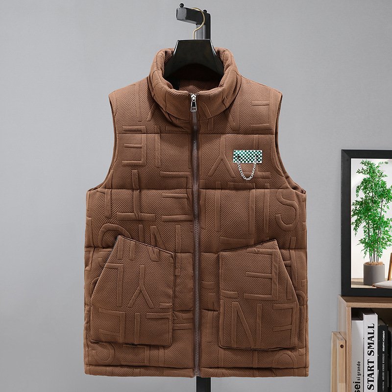  the best down vest men's cotton inside down vest jacket stylish thick warm protection against cold large size autumn winter 4 color M-4XL green 